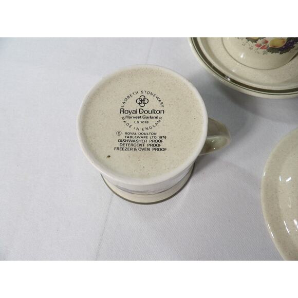 Royal Doulton Harvest Garland Cups Saucer Set of 3 Vintage 1976 Lambeth Stonewar - Picture 8 of 9